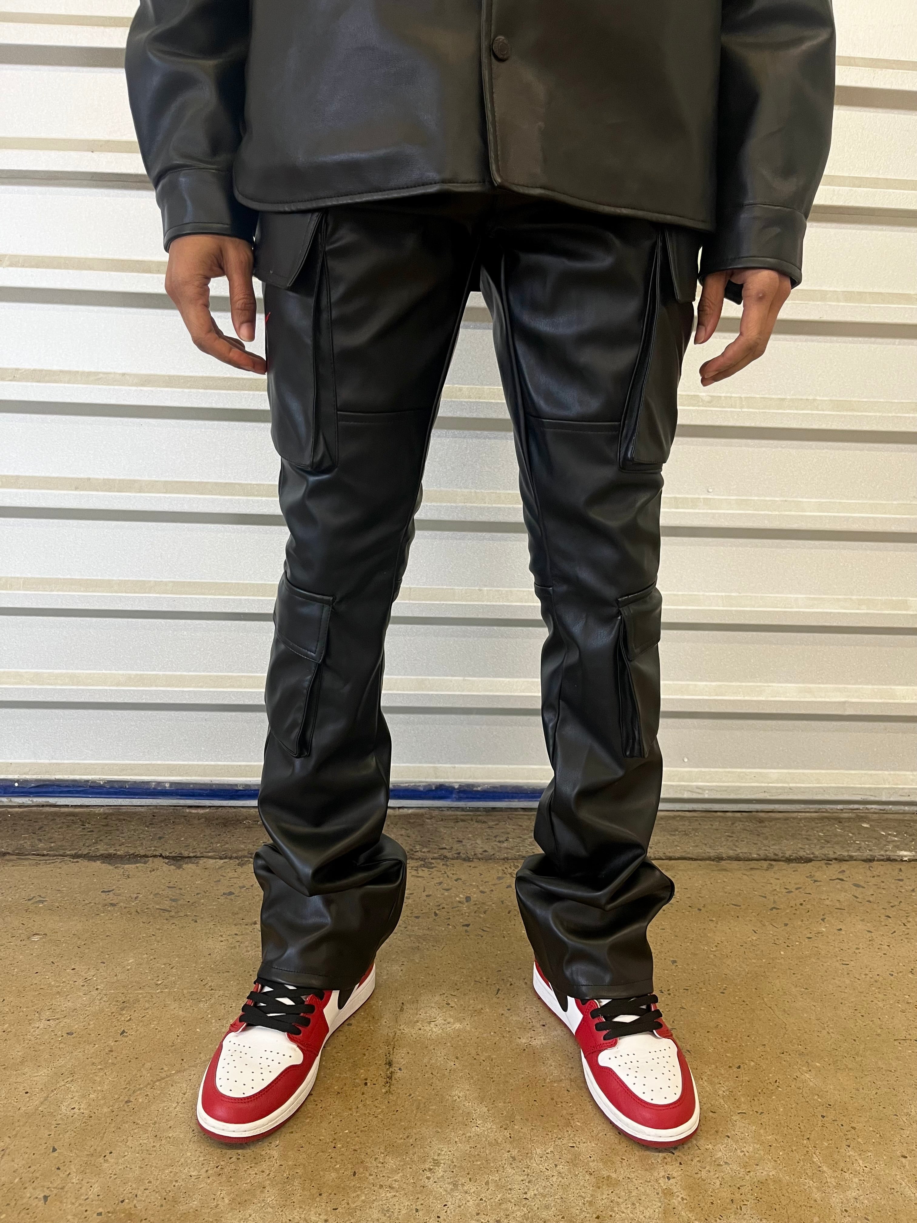 Premium Leather Cargo Pants